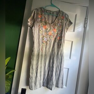 Floral Embroidered Gray Dress